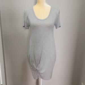 Light Gray Knot Front T-Shirt Dress With Pockets Sz XS